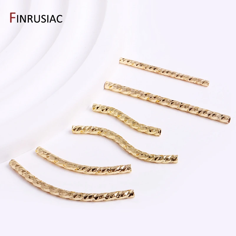 14k Real Gold Plated Corrugated Tube Beads 8 Sizes Long Curved Tube