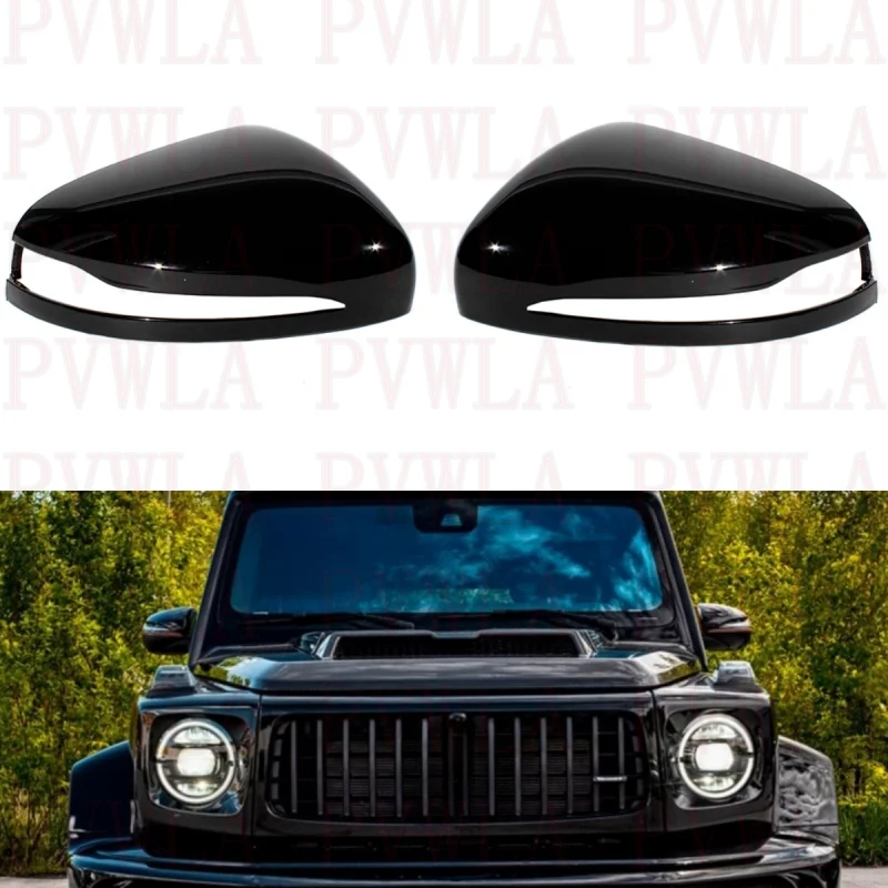 Pair Black Painted Mirror Housing Cover Cap A1678112100 A1678112200 For Benz W464 W167 X167 2019 2020 2021 2022 2023