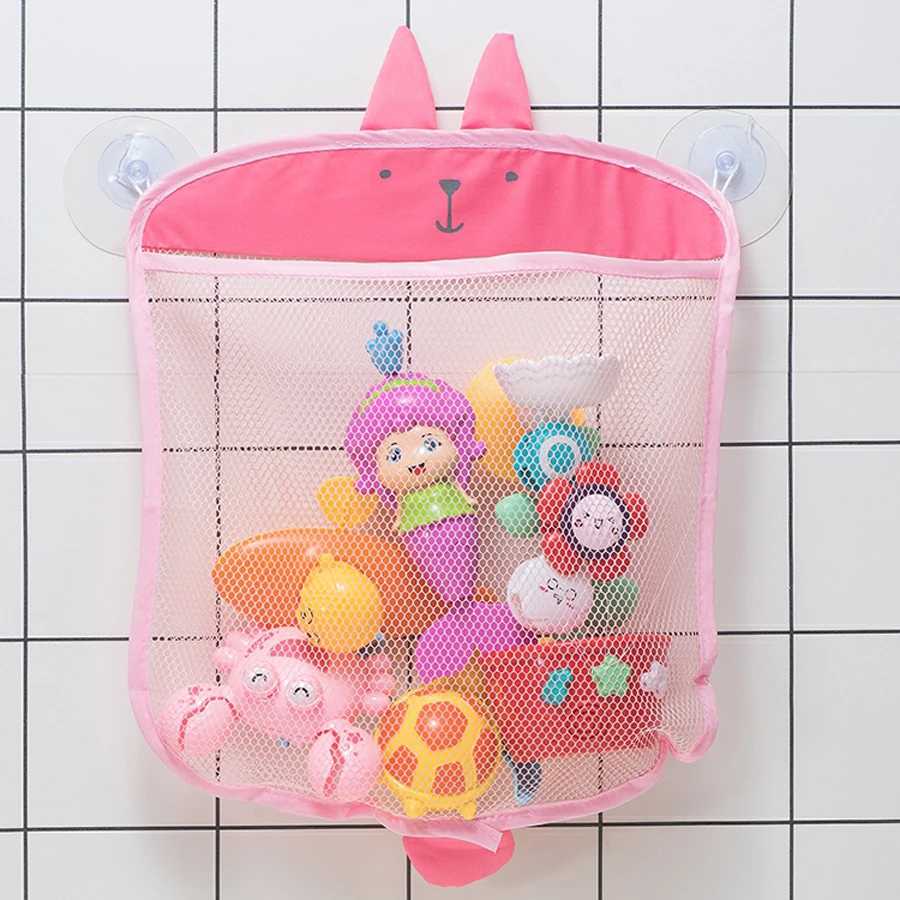 Baby Bathroom Mesh Bag Sucker Design For Bath Toys Kids Basket Cartoon Animal Shapes Cloth Sand Toys Toddler Storage Net Bag 4