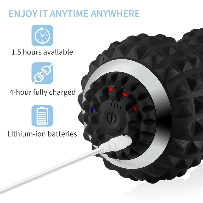 Electric Massage Peanut Ball 4-Speed Vibrating USB Rechargeable Sport Yoga Foam Roller Muscle Relaxation Small Fitness Equipment 4