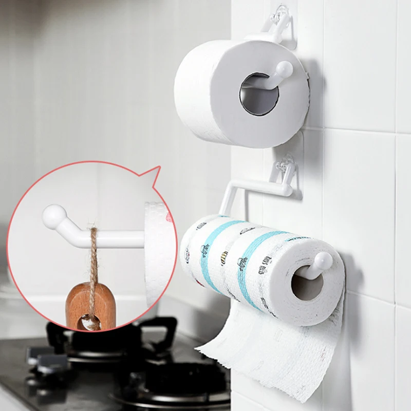 1Pcs Metal Under Cabinet Paper Roll Rack Towel Holder Tissue Hanger Kitchen Home Doo