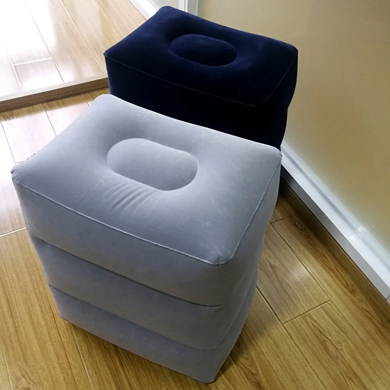 PVC Inflatable Travel Pillow Foot Rest Pillow Stool Kids Airplane Bed Car Bus Adjustable Three Layers Height Adult Flight Foot adjustable footrest