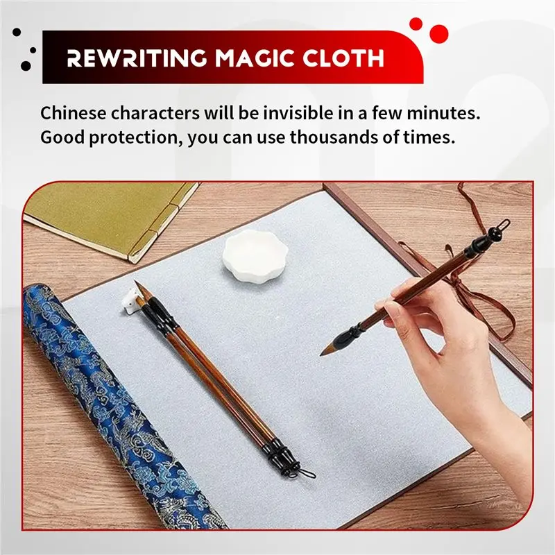 VO-잉크리스 중국 서예 세트 재사용 가능한 물 쓰기 마법 천 스크롤 전통 중국 서예 쓰기 펜