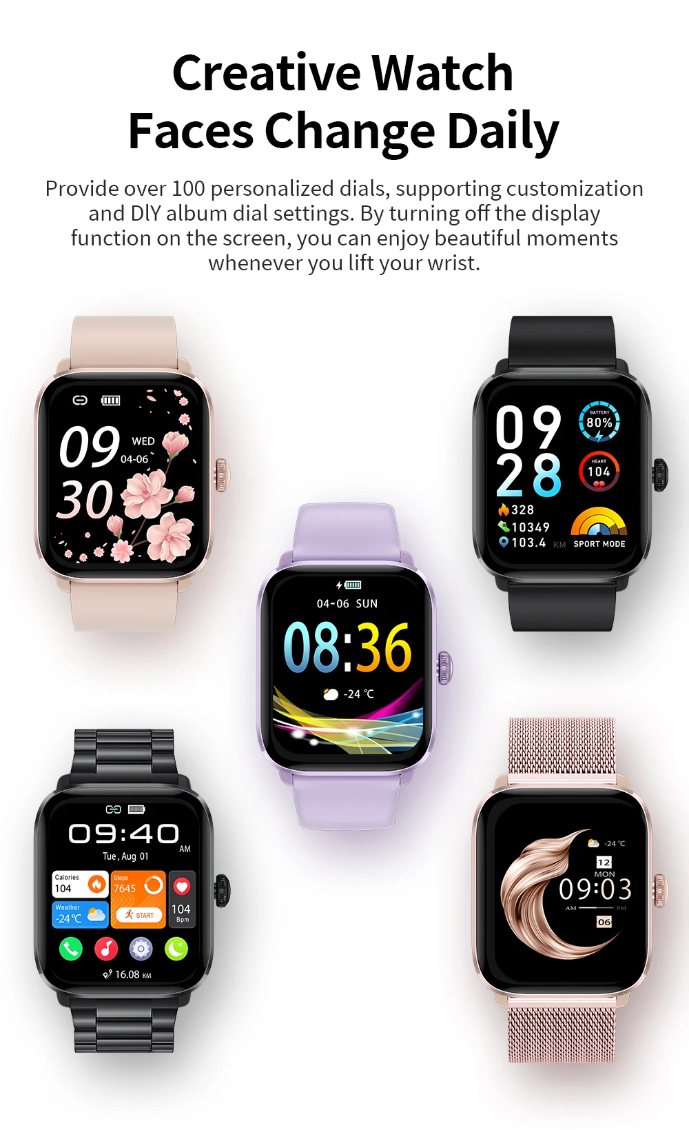 LIGE Women Smart Watch 1.83”Full Touch Screen Heart Rate Bracelet Sports Fitness Tracker Ladies Smartwatch For Android IOS +Gift