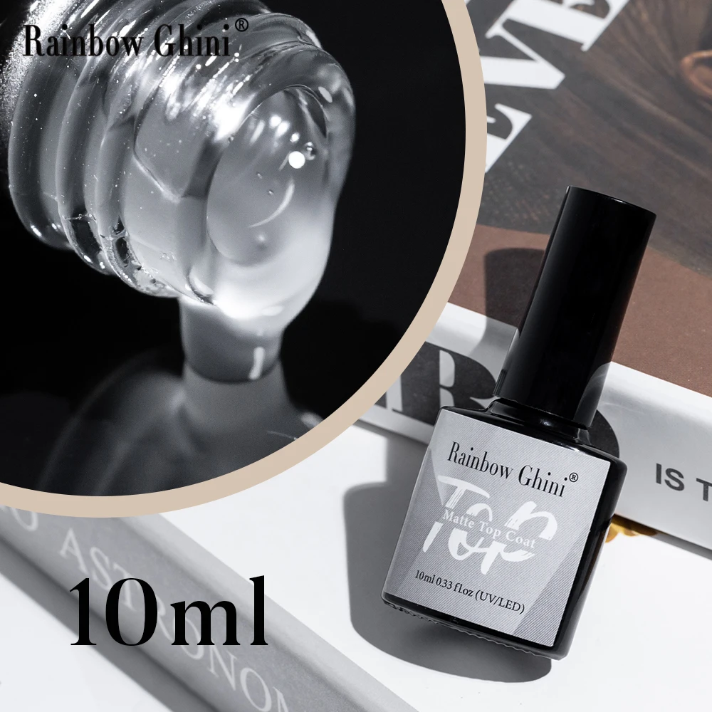 Rainbow Ghini 10ml matte top coat gel Nail Polish Lacquer Semi-permanent Varnish Base Top Coat All for Art manicure Decoration