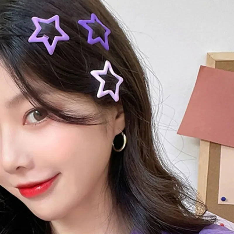 Y2K Pentagram Hair Clips Girls Lightweight Star Hairpin Women Bobby Pin Take Pictures Sweet Headwear Sturdy Hair Accessories