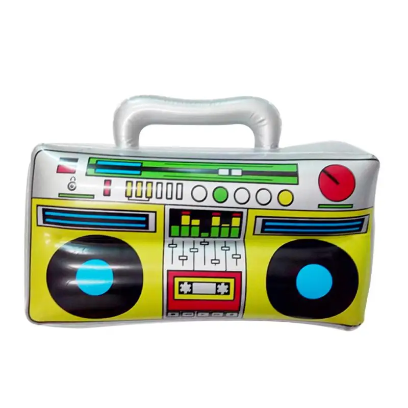 Inflatable Rock Star Toy Set Radio Boombox Phone Props Gold Foil