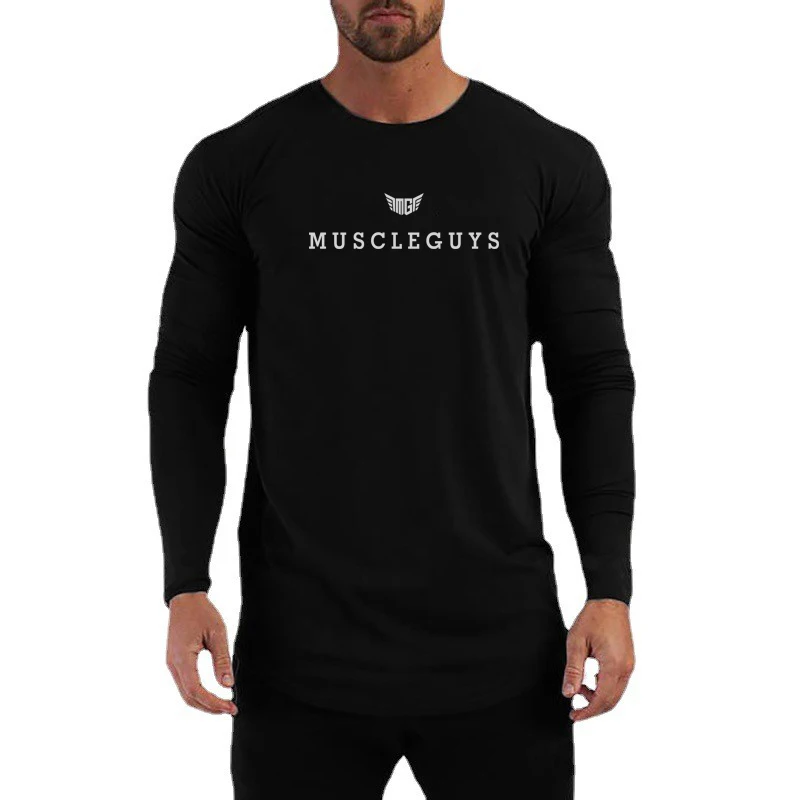 

Running Shirt for Men Gym Long Sleeve tight Tops Cotton Sport Fitness Bodybuilding T-Shirt Male compression Clothing