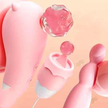 Female Masturbation Silicone Wand Nipples Clitoris Sucker G Spot Vibrator Anal Plug Egg Tongue Licking Oral Sex Toys For Women 5