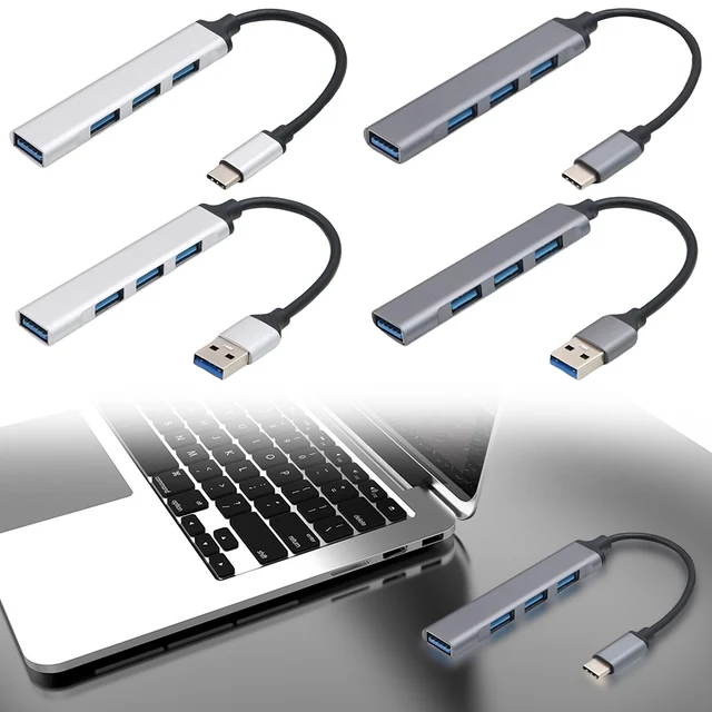 4-In-1 USB Splitter 5Gbps USB Data Hub USB C To USB Hub Multiple USB 3.0 Hub USB Port Expander for Laptop and PC