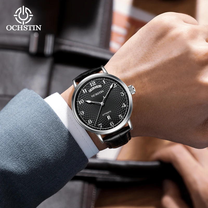 OCHSTIN Gift For Men Luxury Automatic Mechanical Watch Luminous Needle Calendar Week Display Multi-functional Mechanical Watch