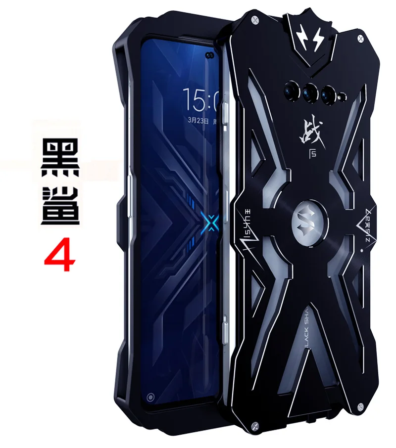 Zimon Metal Armor Phone Case for Xiaomi MI Black Shark 4 4s 3 Pro Series Aluminum Cover for Blackshark 1 2 Helo Phone Housing xiaomi leather case chain