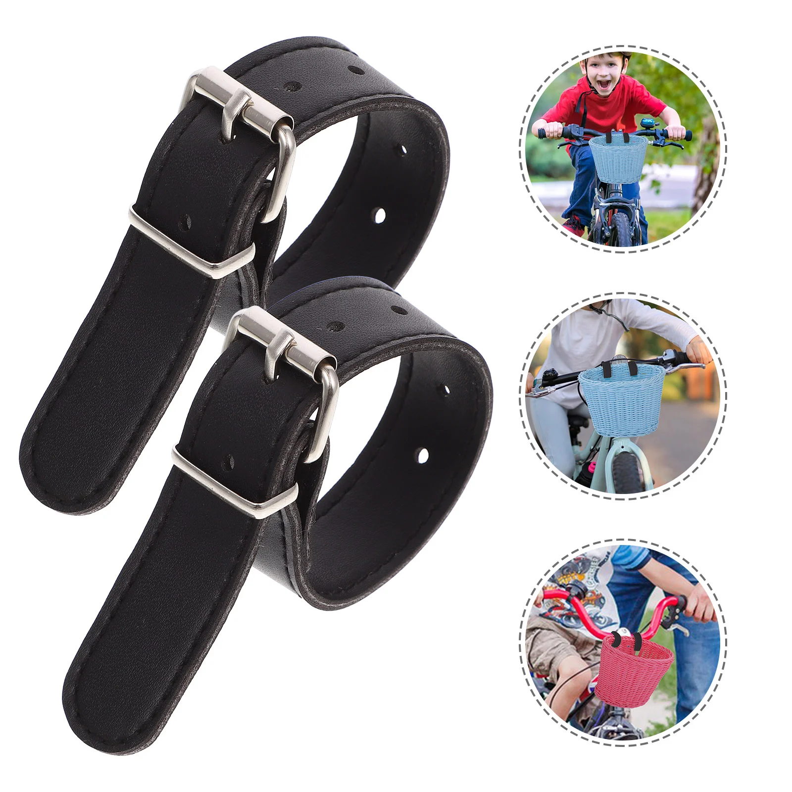 

1 Pair of Bike Basket PU Straps Bicycle Straps Basket Strap Bicycle Front Basket PU Straps
