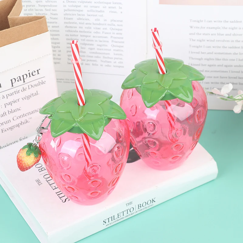 1PC 500ml Summer Cute Strawberry Straw Water Bottle Milk Coffee Straw Cup For Home Waterbottle With Strawwater Bottle For Girls