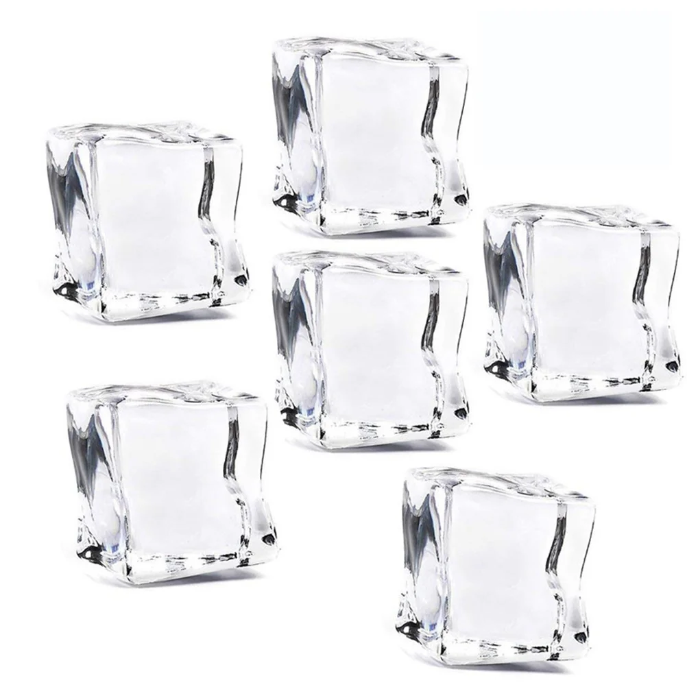 

20mm Cube Square Shape Glass Luster Ice Cubes Fake Artificial Acrylic Ice Cubes Crystal Clear Photography Props Kitchen