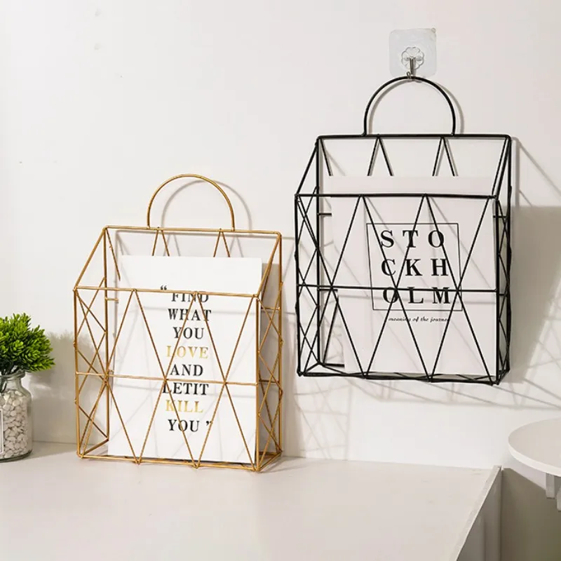 Wall Newspaper Magazine Racks Nordic Metal Iron Wall Hanging Holder Book Shelf Storage Organizer DIY Home Storage Decoration book stand