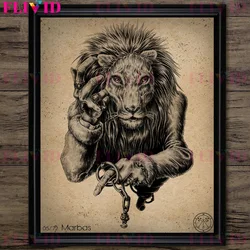 Vintage Gothic Wall Art Canvas: Demons in the Book of Shadows - Pagan Demon Art Poster Print Decor - 10X15cm NoFrame (E)
