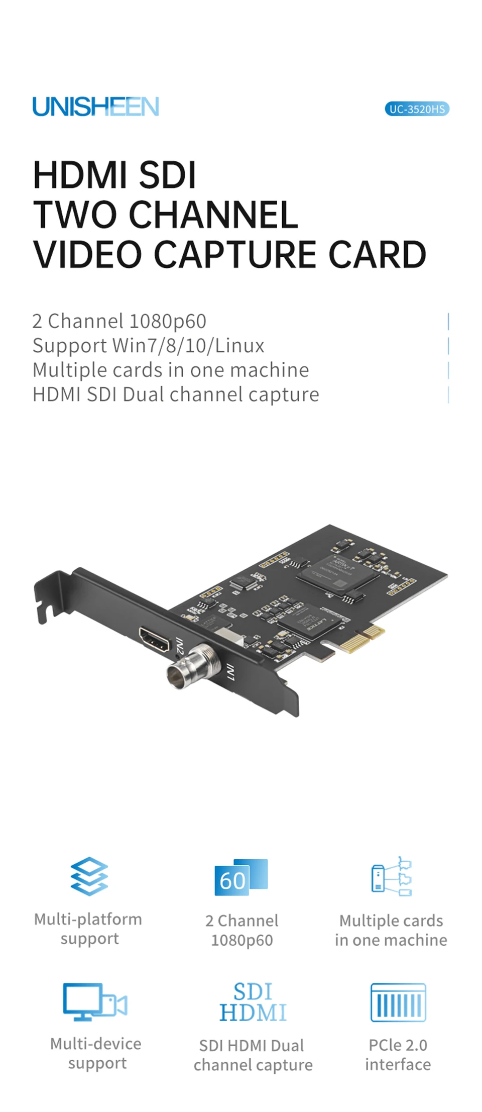 Zoom 1080p OBS Vmix Wirecast Streaming 2 Channel HDMI SDI USB PCI Express HD Vid