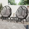 Outdoor Egg Chair Wicker Oversized Egg Basket Chair with Stand Lounger Chairs with Cushion Capacity for Patio Garden Backyard 6