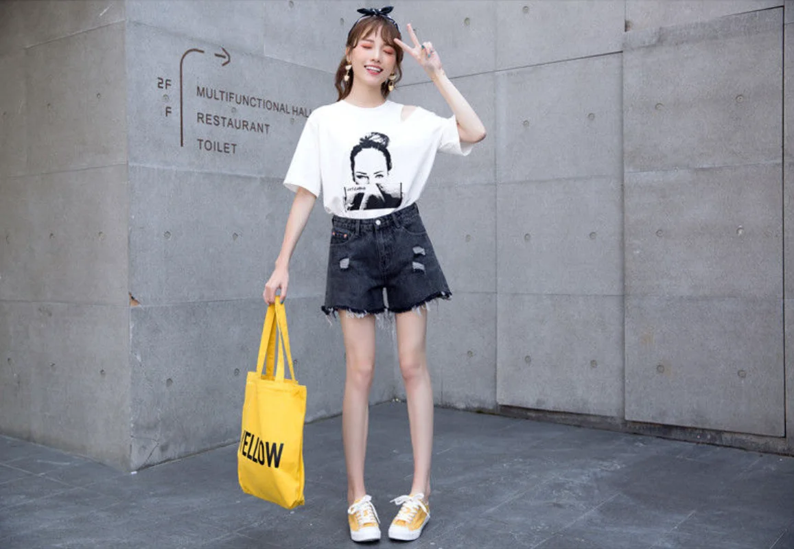 Short Pants for Woman To Wear Biker Women's Shorts Jeans Denim Wide Ripped with Waist Pocket Korean Style Trend 2023 Design XL