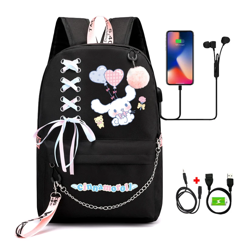 

Sanrio Anime Cinnamoroll Backpack Girls Cartoon Kawaii Student School Mochila Escolar Bag Childr Bookbag Back To School Backpack