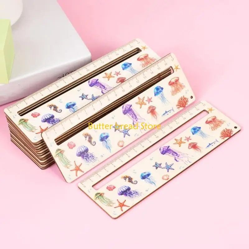 W89C 6PCS 목재 그리기 통치자, 교실 학습 보조 교사 학생 자녀 학습