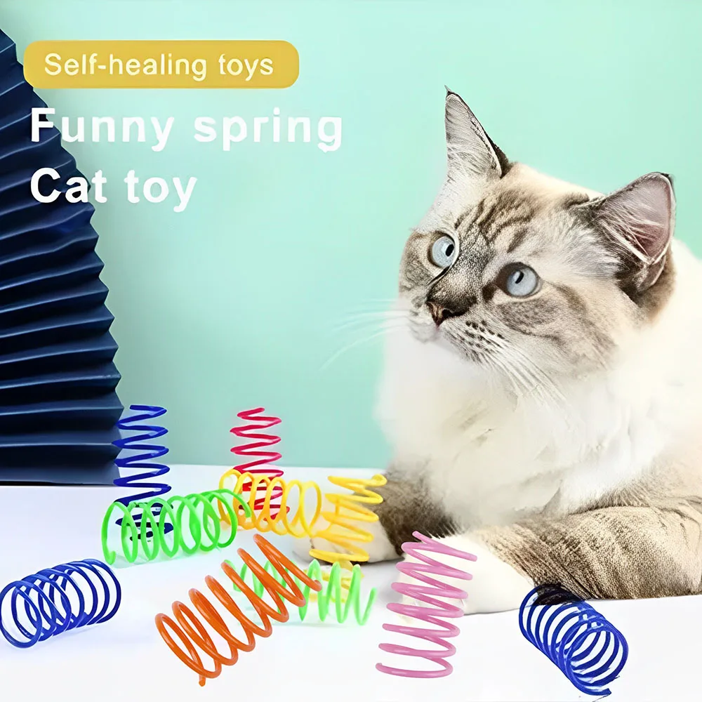 

Random Color Spring Toy For Cat Kittens Portable Interactive Teasing Cat Toy For Small Large Cat