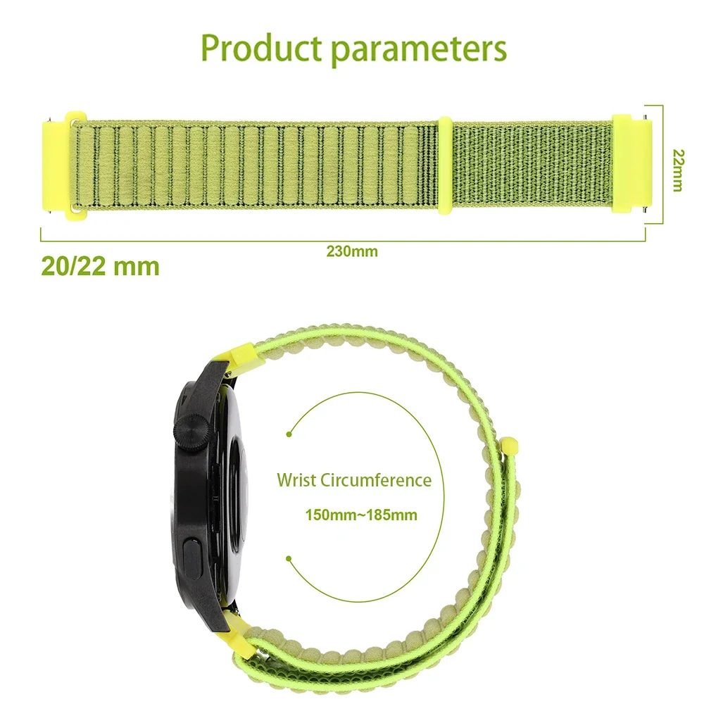 Nylon Loop Sports Watch Band Bracelet, Adjustable 20mm/22mm Strap