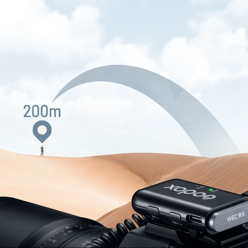 Godox WEC 무선 마이크 시스템 송신기 리시버 라이브 방송 감소 소음 마이크, DSLR 카메라 스마트폰용, 2.4GHz