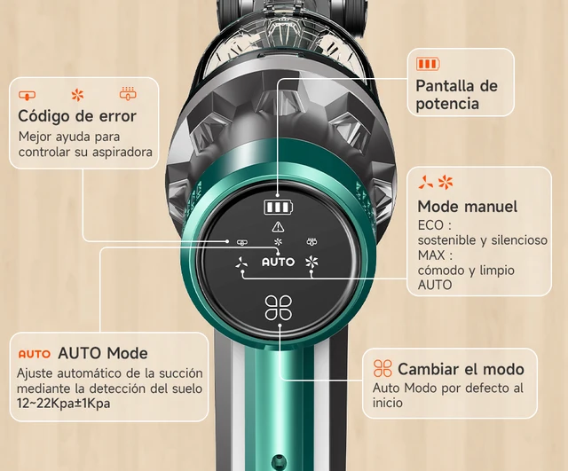 Ultenic U11 Pro Aspiradora sin Cable, Aspirador Escoba Vertical Potente  25000PA, Vacuum Cleaner Multifuncional con Pantalla Táctil, Autonomía de 50