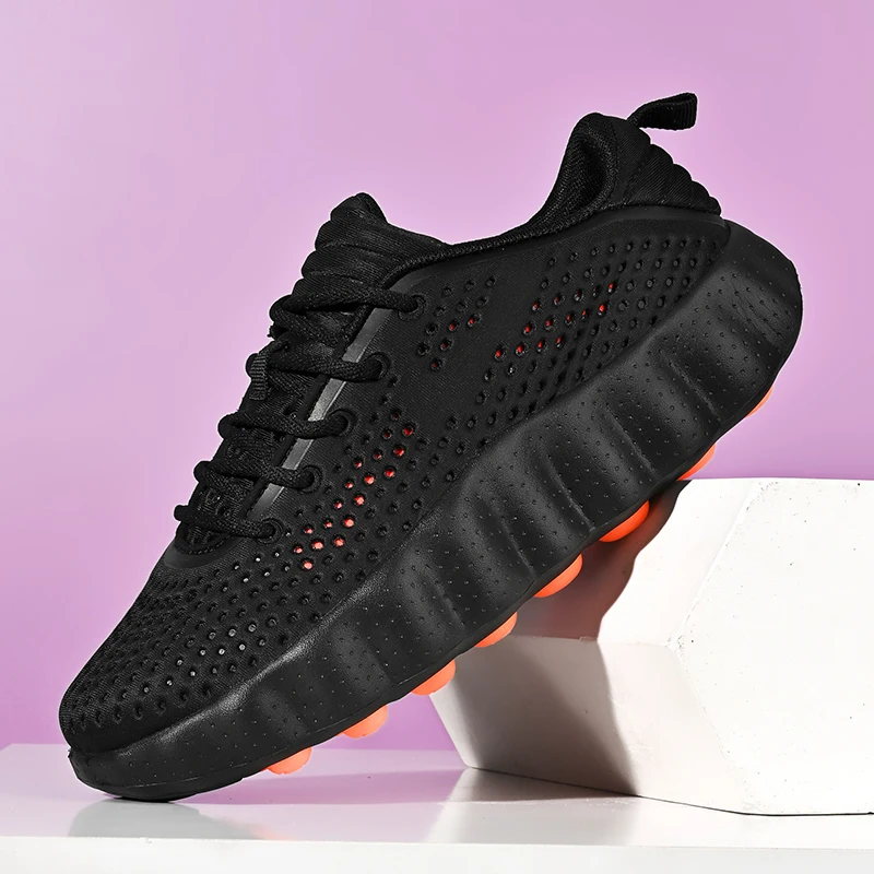Men Breathable Running Sneaker Platform Walking Shoes Massage Sole Non Slip Lightweight Woman Outdoor Daily Fitness Casual Shoes, view 3