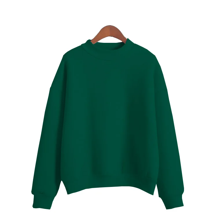 Verde - Sudadera básica con cuello redondo