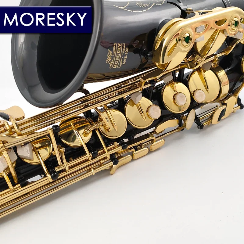 MORESKY Alto Saxophone Black E-Flat Eb Gold Keys With Case Music Instrument MAS-102
