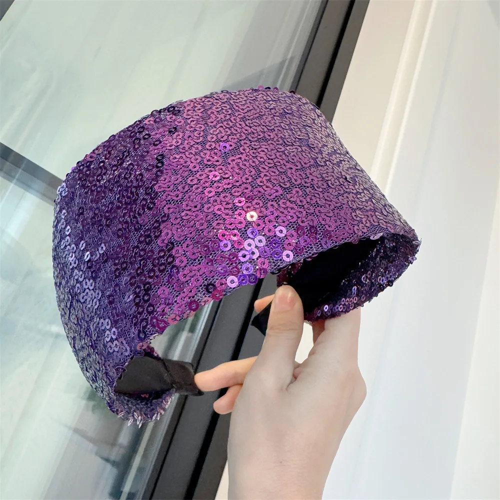 1Pcs Sequined Wide-Brimmed Headband Holiday Party Bronzing Sequined Hair Band Makeup Diademas Haar Accessoires Women