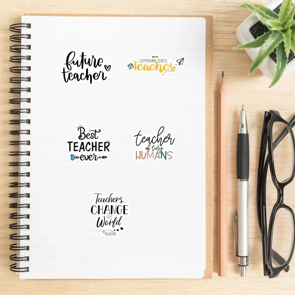50PCS Teachers' Day DIY Waterproof Graffiti Stickers For Luggage Laptop Guitar Phone Case Diary Decorative Decals