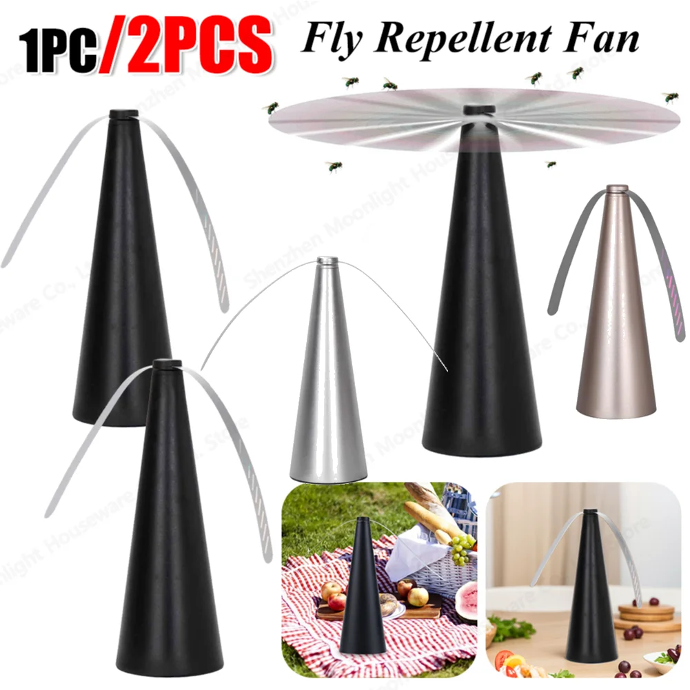 1/2PCS USB Recharge Outdoor Kitchen Fly Repellent Fan Fly Destroyer Keep Flies Bugs Away From Food Household Pest Repellent