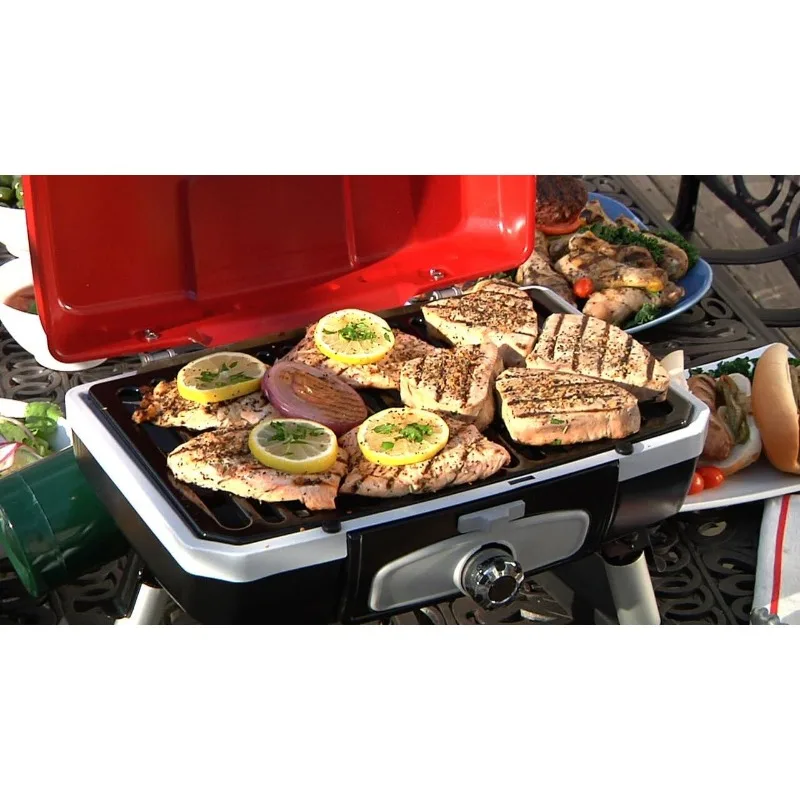 Cuisinart CGG-180T Petit Gourmet Portable Tabletop Propane Gas Grill, Red 17.6 x 18.6 x 11.8-Inch 6