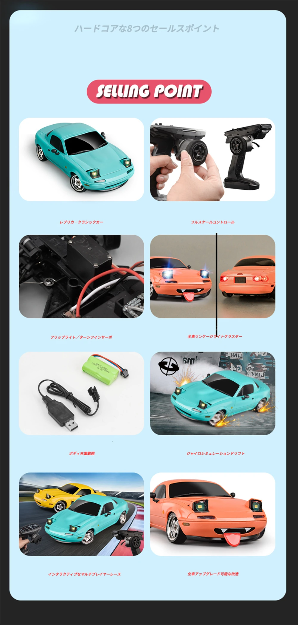 LDRC 1804 RTR 1/18 2.4G RWD RC Car Drift for Mazda MX-5 Gyro LED Light On-Road Full Proportional Alloy Body Shell Racing Vehicles Models Toys