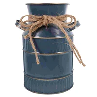 Retro Milk Bottle Vase Flower Bucket Home Decor Iron Plant Pot Farmhouse Adornment Vintage Table 2