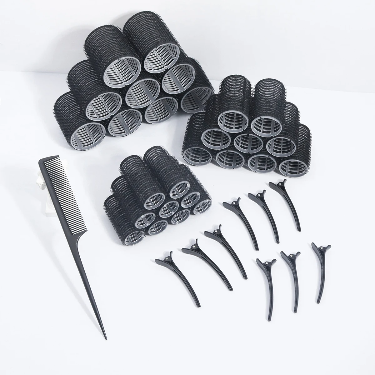 Styling Hair Accessory Kit Heatless Curler Duckbill Clip Pointed Tail Fine Tooth Comb For Real Hair Wigs 19pcs