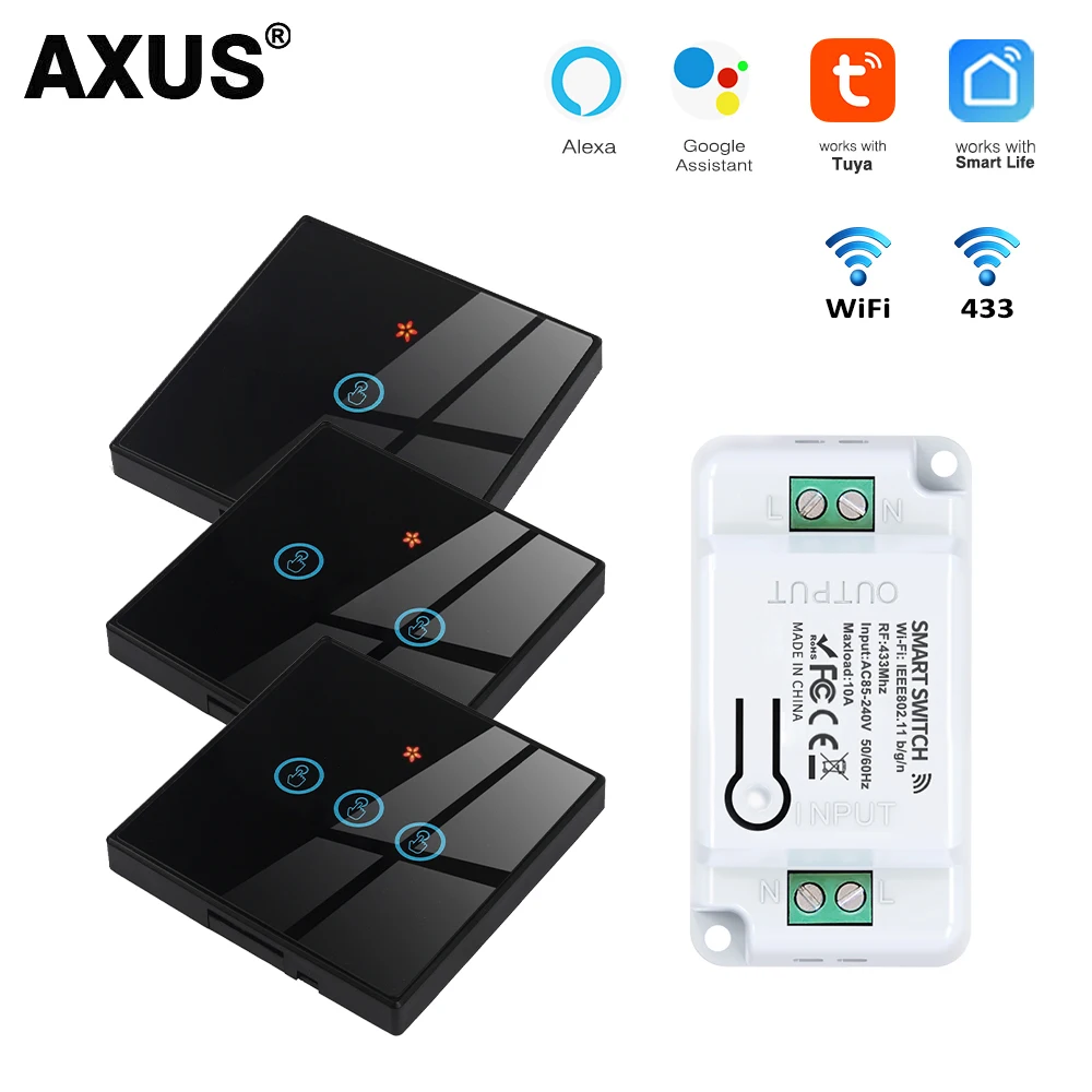 Rf 433mhz Google Home Wireless Switch AXUS 433Mhz Wireless Wall