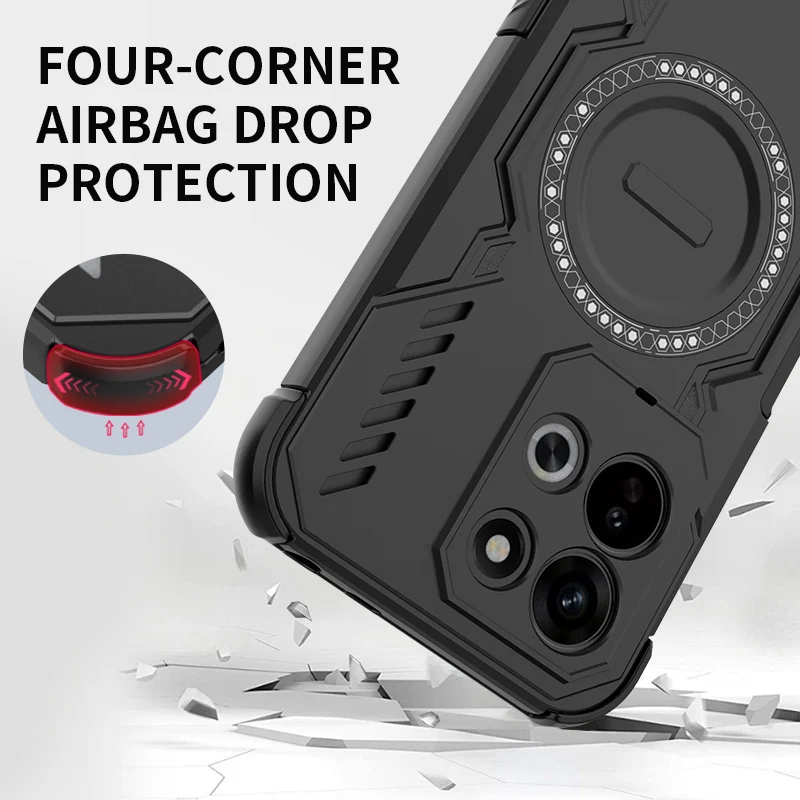 ELVEV Magnetic Wing Shield Case - Hard PC + Soft TPU Wireless Charging Phone Cover