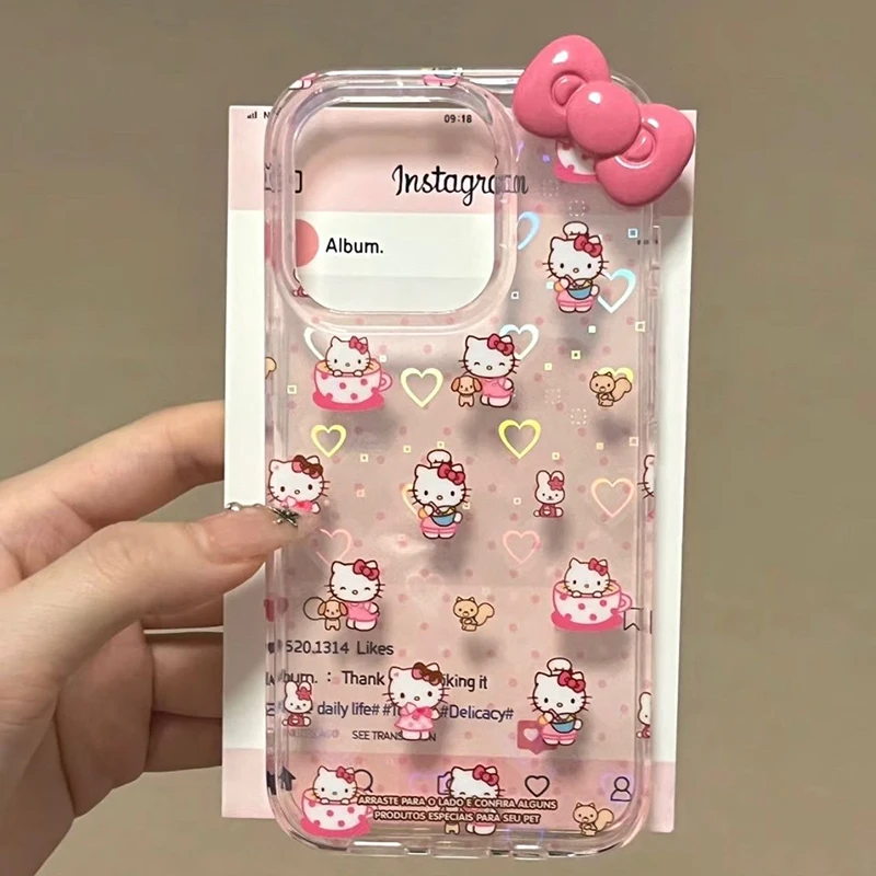 

Sanrio iPhone15Pro Max Little Chef Hello Kitty Phone Case Kawaii Anime 11 12 13 14Pro Max Plus Phone Protective Shell Gifts