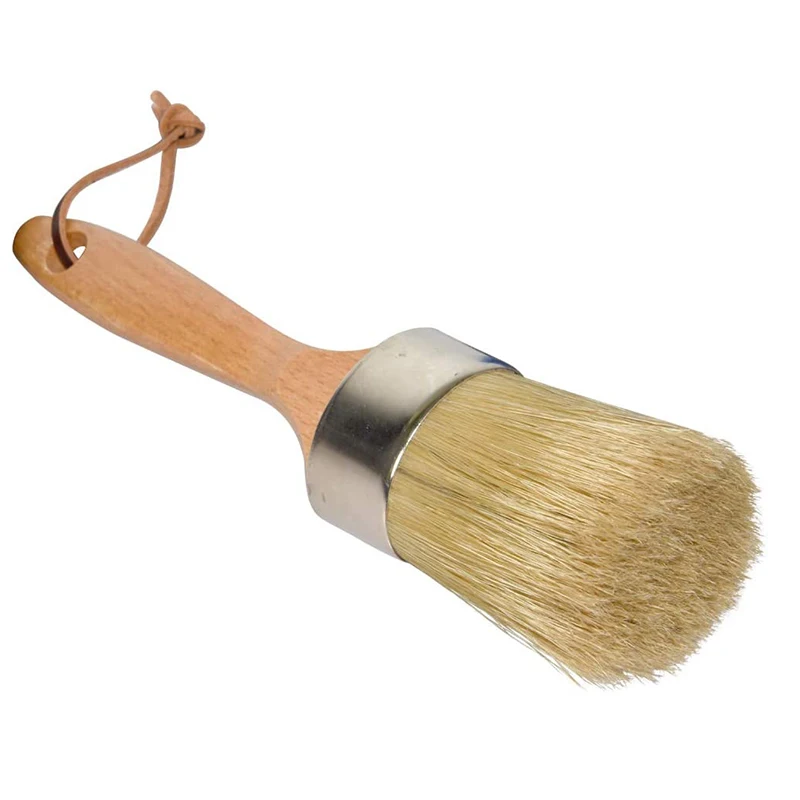 

Chalk and Wax Paint Brush Large 2-In-1 Round Natural Bristles Painting Tool for Stencils Home Decor