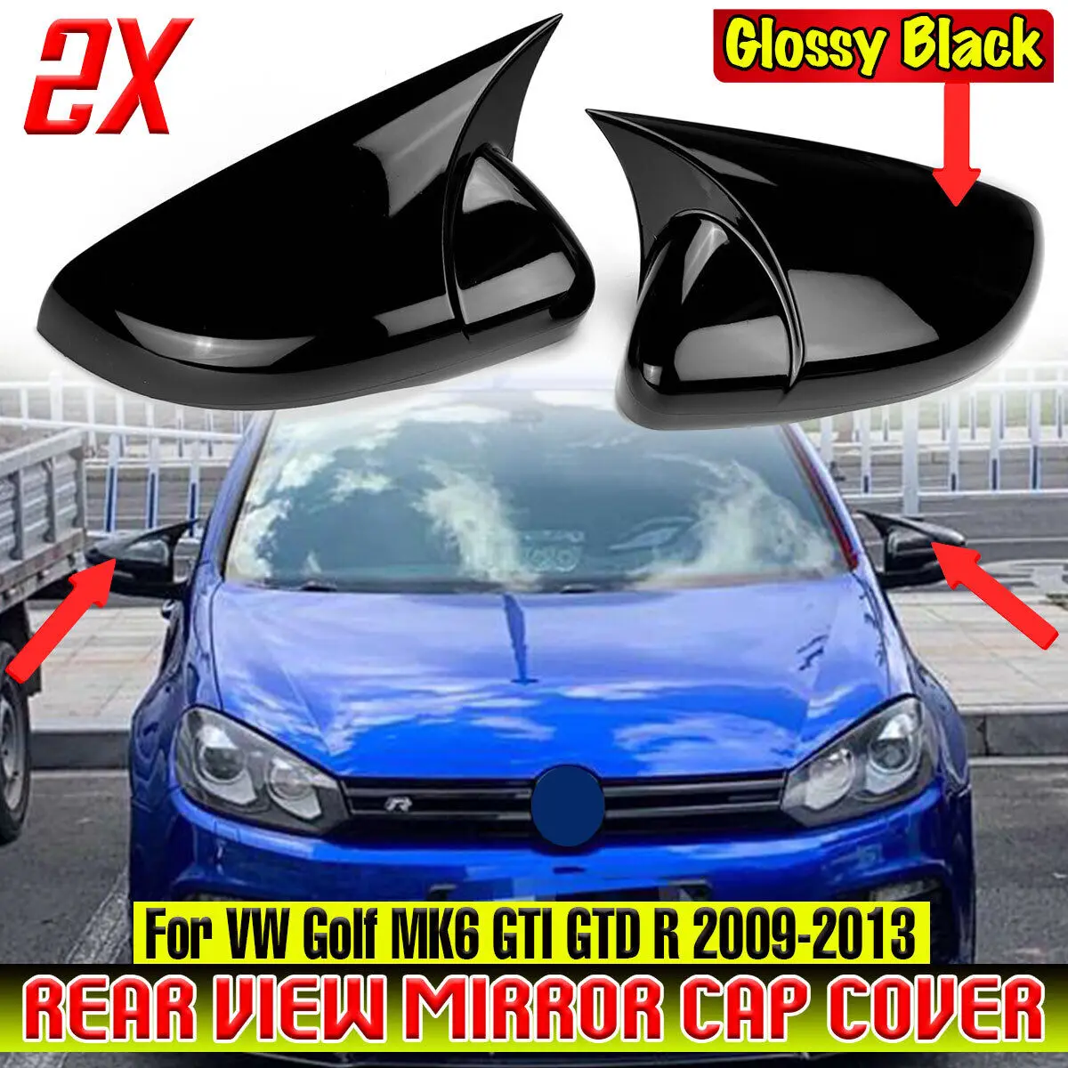 2x Carbon Look Side Wing Mirror Cover For Vw For Volkswagen Golf 6 Mk6