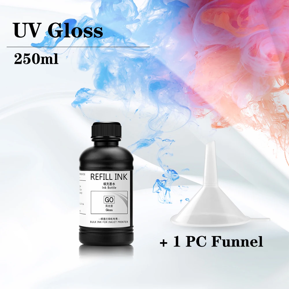 UV Gloss Ink UV Curable Varnish For Epson L800 L805 L1800 1390 1400 1430 R290 R300 DX5 DX7 Printhead 250ml 500ml 1000ml