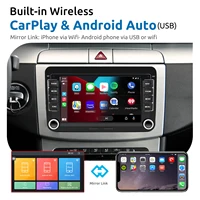 Autoradio Android 15 7/9 pouces avec CarPlay sans fil, lecteur multimédia vidéo, RDS, Airplay, Android Auto, stéréo audio pour VW/Seat/Skoda/Passat/Golf/ 2