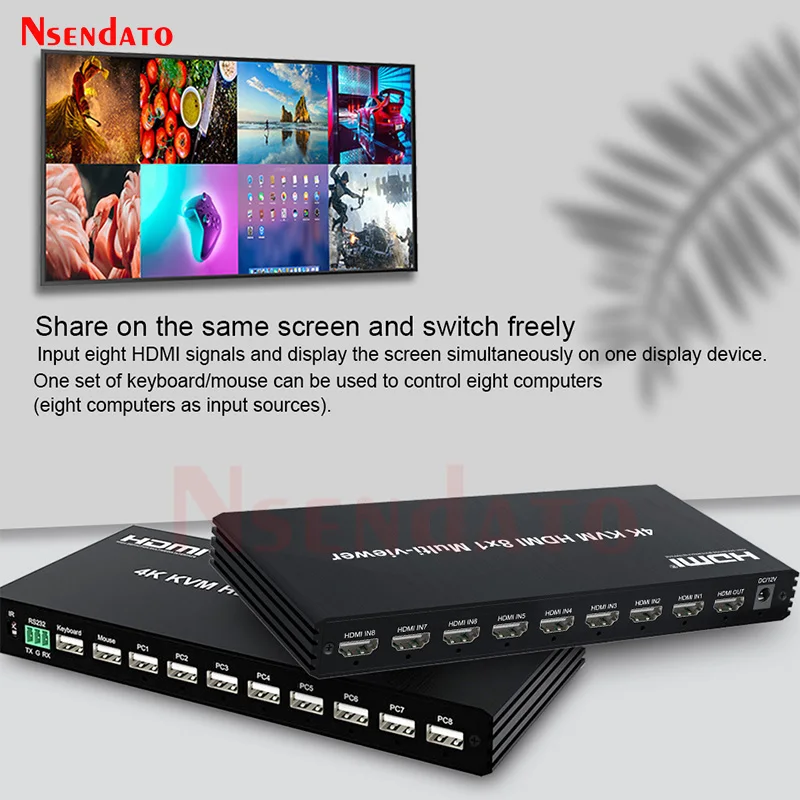4K HDMI KVM Multi viewer 8x1 HDMI Screen Seamless MultiViewer Switch Splitter 8 in 1 Out HDMI Screen Multi-viewer Divider For PC