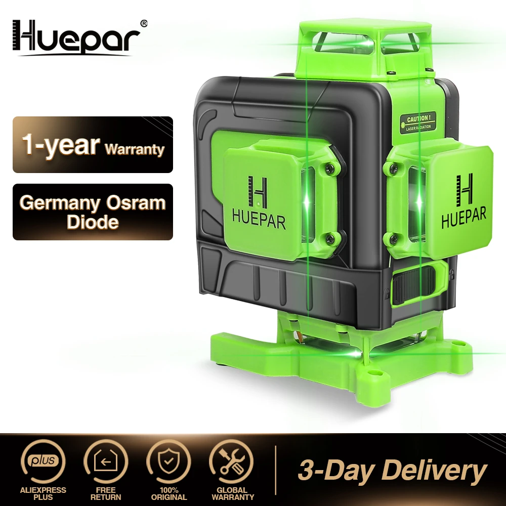 Huepar 16 Lines 4d Cross Line Laser Level Green Beam Line With Liion