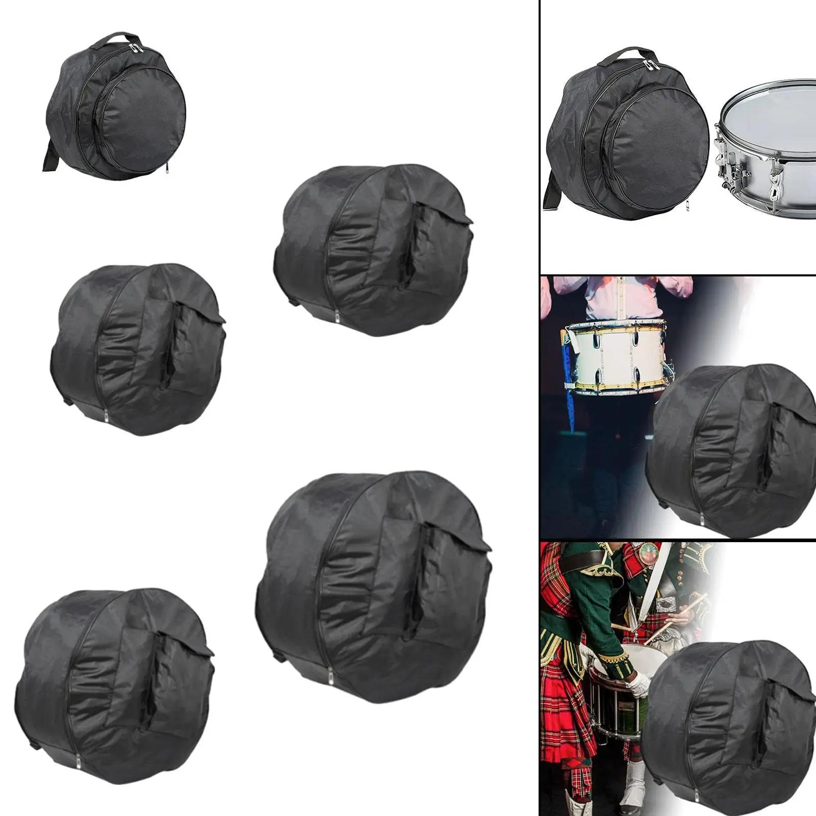 Snare Drum Bag Carry Bag Dustproof Portable Drum Gig Bag with Outer Pocket for Drum Pads Brackets Short Trip Stage Drumsticks